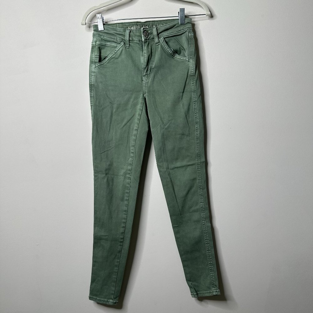 American Eagle Green Hi-Rise Jegging Jeans Women's 2 Regular
